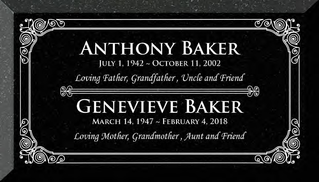 Ebony Black granite headstone